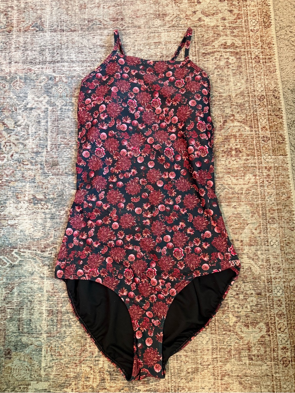 Albion Navy One-Piece Swimsuit with Pink Floral Print